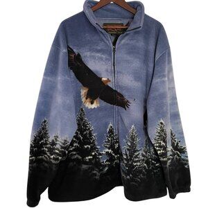Trail Crest Outdoorsman Fleece Zip Up Jacket 3XL All Over Nature Print Eagle